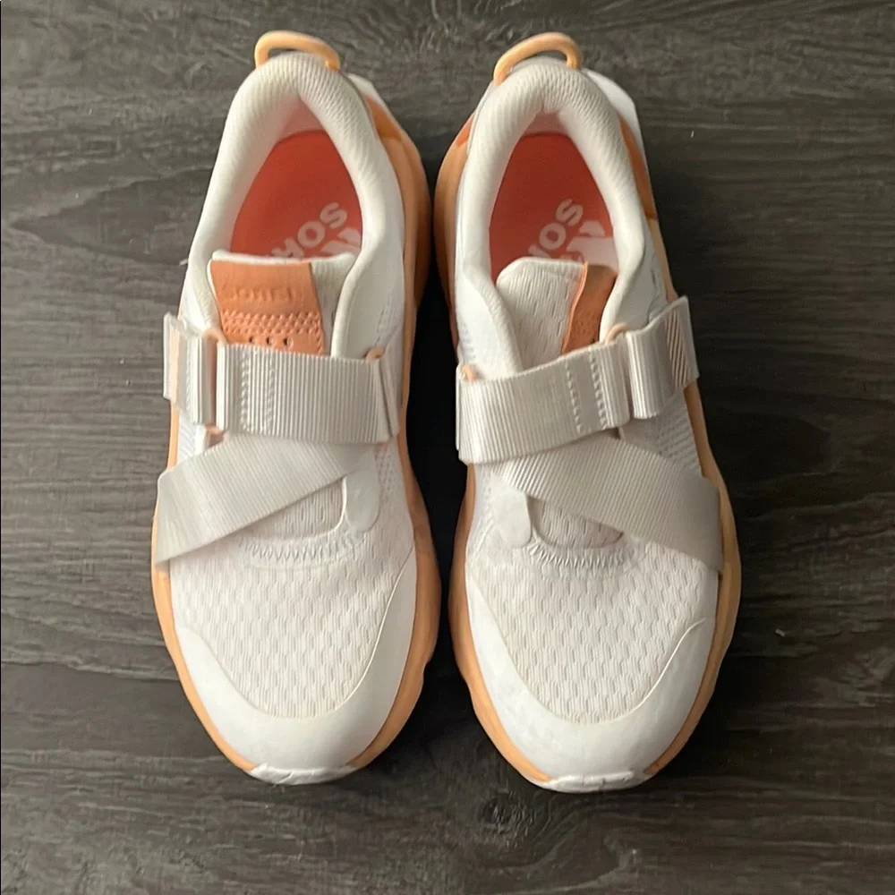 White & Peach Women's Athletic Slip-On Sneakers